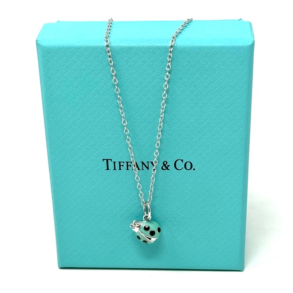 Tiffany & Co. Jewelry - Authentic Tiffany & co. Enamel Blue / Black Lady Bug Pendant Necklaces.